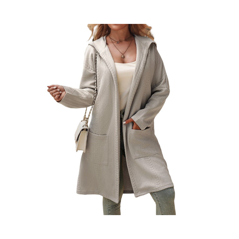 AURELLE – Hooded Mid-Length Trench Coat
